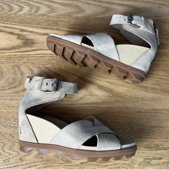 Sorel Joanie II Lug Sole Wedge Sandal Open Toe Comfort Shoe Tan Women’s Size 7 - Picture 7 of 9